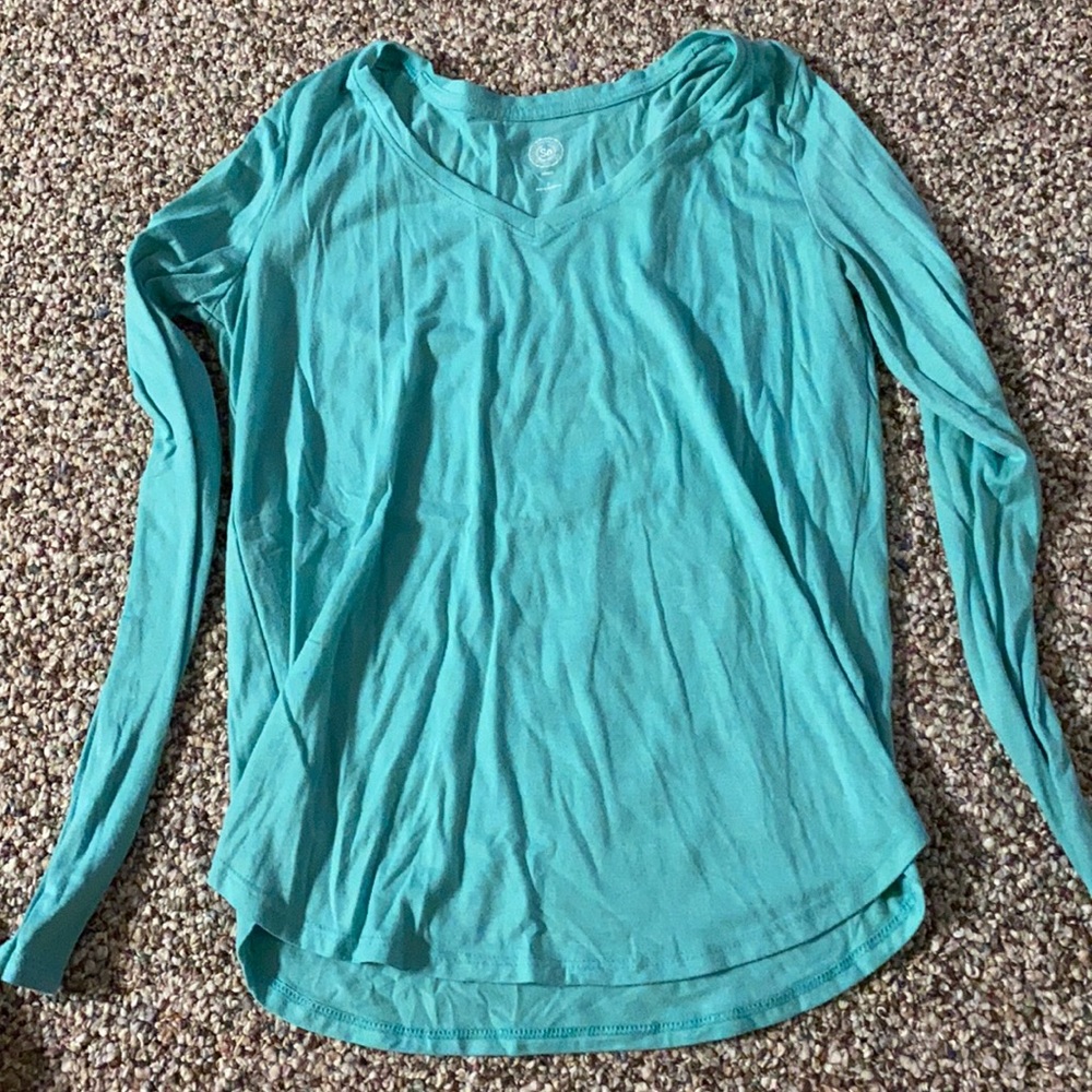 Teal Long-sleeve V-neck